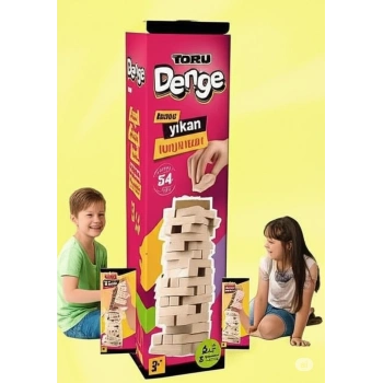 Büyük Boy Doğal Ahşap Denge Oyunu Kule Oyunu 54 Parça Ahşap Yapı Blokları Cenga