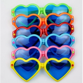 Büyük Kalp Parti Gözlüğü Karışık 12 Adet (5324)