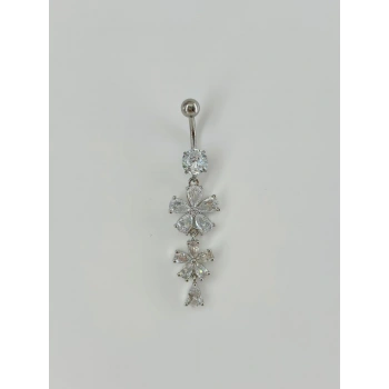 Çiçek Detaylı Sallantılı Göbek Piercing - Pg0054