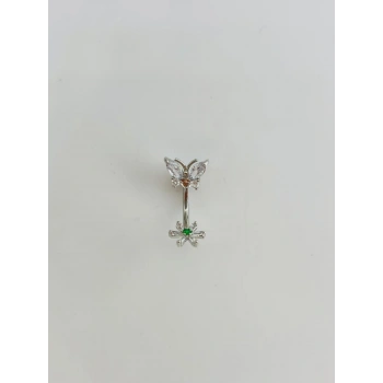 Çiçek Ve Kelebek Detaylıgöbek Piercing - Pg0128