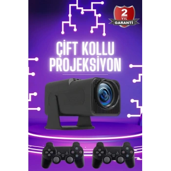 Çift Kollu Projeksiyon Taşınabilir Game Projektör Full Hd 1080p 4k Projeksiyon Gamepad