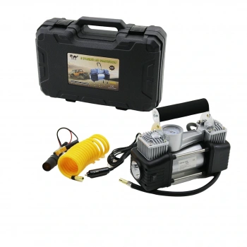 ÇİFT SİLİNDİR OTO - ARAÇ HAVA KOMPRESÖRÜ DC/12V - 23Amp - 150PSI FENERLİ BAR GÖSTERGELİ (5324)