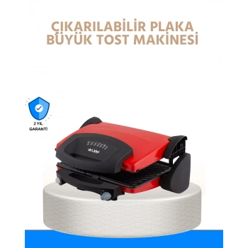 Çıkarılabilir Plakalı 2000w Tost Makinesi – Termostatlı, Kolay Temizlenir