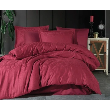 Clasy Jakarlı Çift Kişilik Pamuk Saten Nevresim Takımı Hemera v2 Bordo