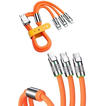 Çoklu Şarj Kablosu USB Type-C İOS Uyumlu 120W Hızlı Şarj Kablosu