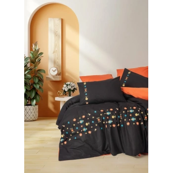 Cotton Box Brode Ranforce Çift Kişilik Nevresim Takımı Liker Kiremit