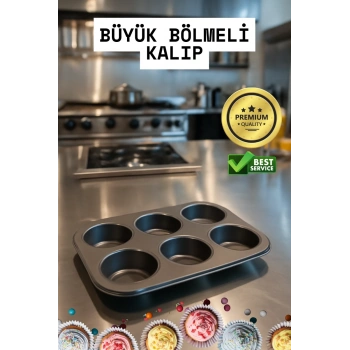 Cupcake Fırın Kalıbı 6 Büyük Bölmeli 6 Bölmeli Muffin Kek Kalıbı
