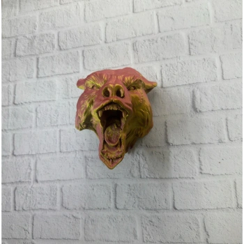 Dekoratif Asılabilir Jaguar Başı 3d Duvar Heykeli Gold Red 20x16 Cm