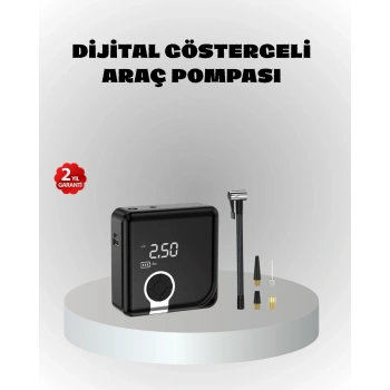 Dijital Ekranlı Şarjlı Hava Kompresörü 150 PSI Güçlü Motorlu