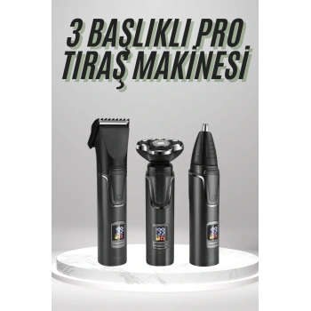 Dijital Göstergeli 3 Başlıklı Tıraş Makinesi Islak Kuru Lazer Öncesi Günlük