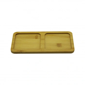 DİKDÖRTGEN - 2 BÖLMELİ - 10X19.5CM  AHŞAP BAMBU YAĞDANLIK ALTLIK (5324)