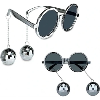 Disko Toplu Küpeli Parti Gözlüğü Gümüş Mevcut