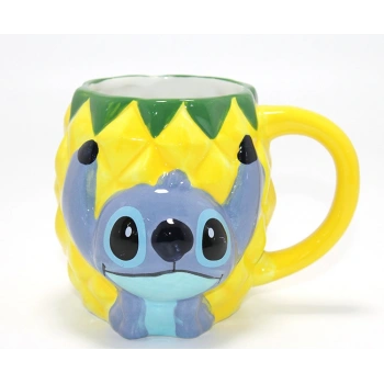 Disney Stitch Ananas Tasarımlı Kabartmalı Kupa Bardak