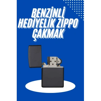 Doldurulabilir Siyah Benzinli Çakmak Metalik