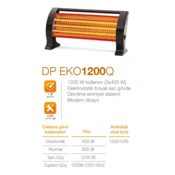 Dp-1200q 1200 W Elektrikli Quartz Isıtıcı