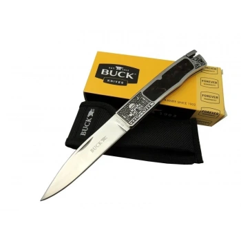 Eco Lounge Buck Knives BK-001BRV Kamp Çakı 23 cm - Metal; Kauçuk İşlemeli Sap, Kılıflı