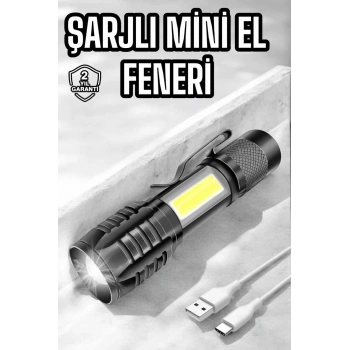 El Feneri Led Usb Şarjlı Zoom Mini Led Işık Acil Durum Feneri