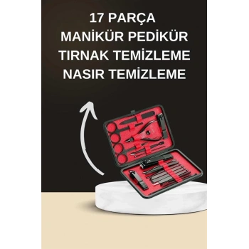 Elektrikli Manikür Pedikür Seti İkili Set 17 Parça Tırnak Bakımı Nasır Temizleme Tırnak Şekillendirme