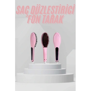 Elektrikli Saç Düzleştirici Tarak Saç Düzleştirici Fırça Sıkı Dişli Pembe