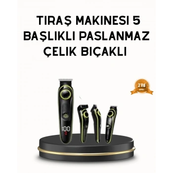 Erkek Bakım Seti 5’i 1 Arada Şarjlı Paslanmaz Çelik Başlıklı