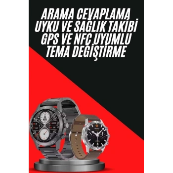 Erkeklere Özel Akıllı Saat Çelik Kordon Bluetooth Bağlantılı İOS ve Android Uyumlu