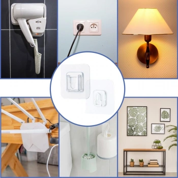 Eşya Sabitleme Askısı 10 Çift Şeffaf Çift Taraflı Yapışkanlı Geçmeli Klips (5324)