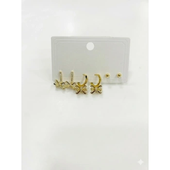 Fiyonk Detaylı Sallantılı Altılı Küpe - Kp00596