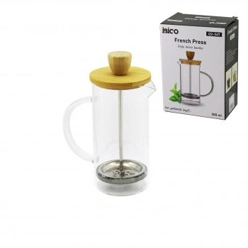 FRENCH PRESS BAMBU KAPAK 350ML CAM BİTKİ SÜZGEÇİ (5324)