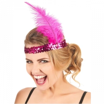 Fuşya Renk Çarliston Saç Bandı