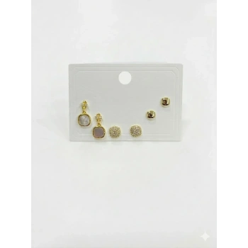 Geometrik Şekil Altılı Küpe - Kp00601