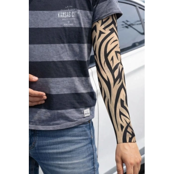 Giyilebilir Kol Dövmesi Çorap Dövme 3D Baskılı Kol Bacak Dövme 2 Adet Model 2 (5324)