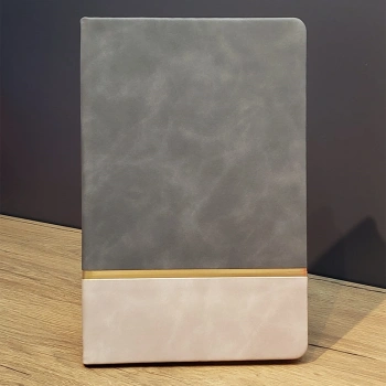 Gri Gold Detaylı Deri Hatıra Defteri