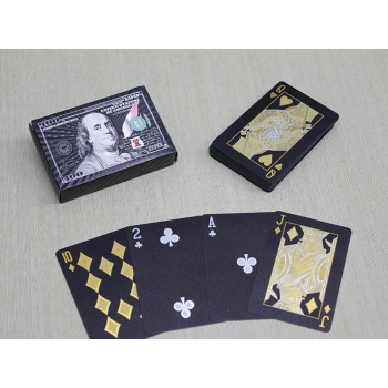 Gümüş Dolar Tasarımlı Siyah İskambil Oyun Kartı