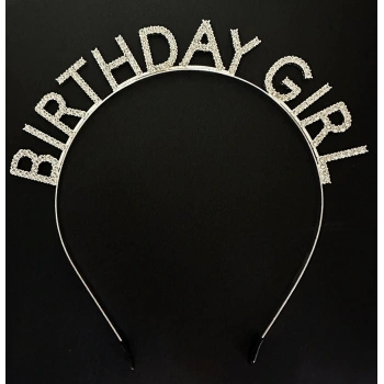 Gümüş Kristal Taşlı Birthday Girl Doğum Günü Tacı İthal Ürün A Kalite 17x16 cm (5324)