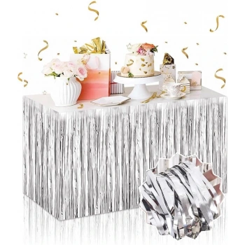 Gümüş Metalize Masa Eteği 275x75 cm – Kendinden Yapışkanlı (5324)
