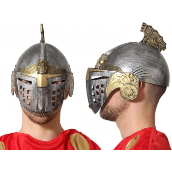 Gümüş Üzeri Altın Renk Oynar Başlıklı Romalı Bizans Kaskı Miğferi 25x20 cm (5324)