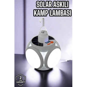 Güneş Enerjili Solar Aydınlatma Kamp Çadır Lambası Şarjlı Ampül Led Şarjlı El Feneri Işıldak
