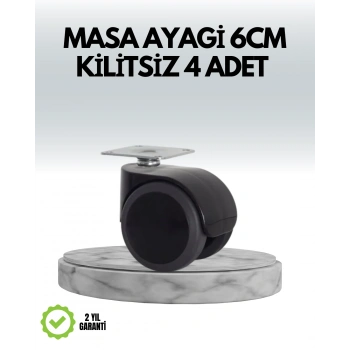 Halı ve Beton Uyumlu Kilitsiz Mobilya Tekerleği 4’lü