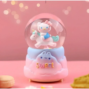 Hello Kitty İçi Dönmeli Püskürtmeli Işıklı Müzikli Kar Küresi Büyük Boy Model 2