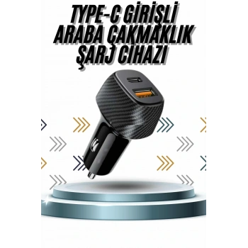 Hızlı Oto Şarj Cihazı 38w Çift Girişli Hızlı Şarj Oto Çakmaklık Type-c