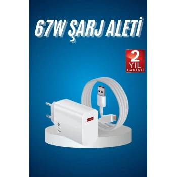 Hızlı Şarj Aleti Adaptörü Kablo Seti 67W Uzun Ömürlü Beyaz