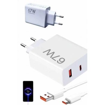 Hızlı Şarj Aleti Adaptörü Kablo Seti 67W Uzun Ömürlü Beyaz