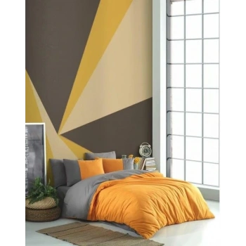 Hobby Kingsize Poplin Nevresim Diamond Turuncu Antrasit