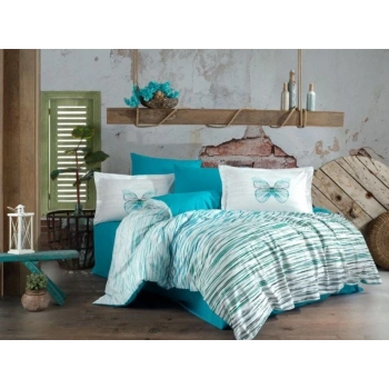 Hobby Kingsize Poplin Nevresim Eldora Turkuaz