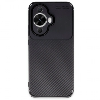 Huawei Nova 12s Kılıf Auto Focus Karbon Kapak - Siyah
