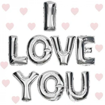 I Love You Folyo Balon Gümüş Renk 35 CM (5324)