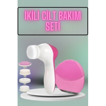 İkili Cilt Bakım Seti 5 Başlıklı Yüz Temizleme Ve Masaj Aleti Canlandırıcı Ve Onarıcı