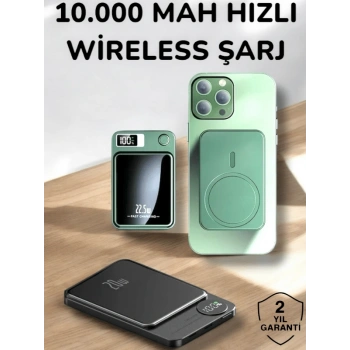 İos Uyumlu 22.5w Hızlı Şarj Magsafe Powerbank Dijital Göstergeli 10.000 Mah