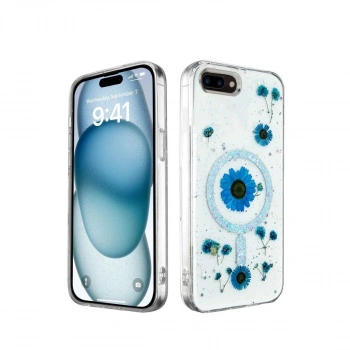 İphone 7 Plus Kılıf Daisy Simli Magsafe Kapak - Mavi