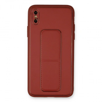 İphone Xs Max Kılıf Coco Deri Standlı Kapak - Fuşya